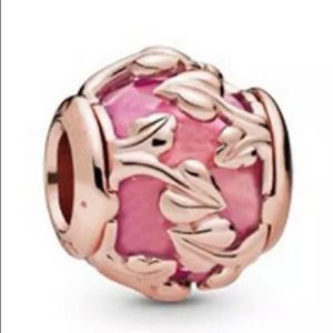 Pink Decorative Leaves Charm fits Pandora Bracelet